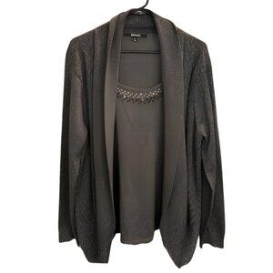 🖤 Briggs Black Open Front Cardigan With Studded Tank Insert – Size XL